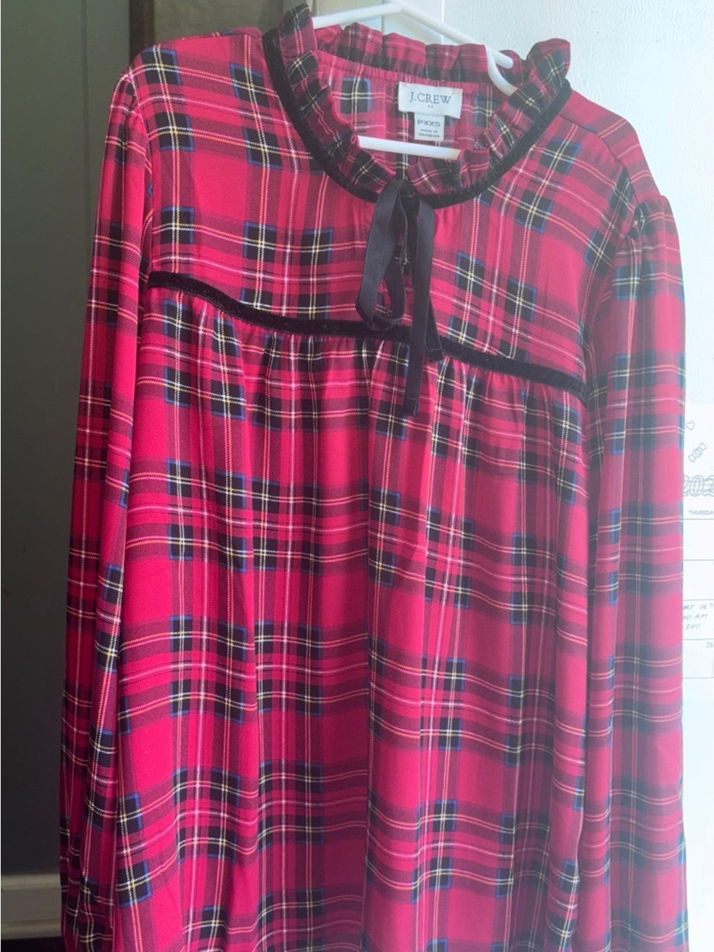 J. Crew Women’s ' Red Plaid Ruffle Collar  Top